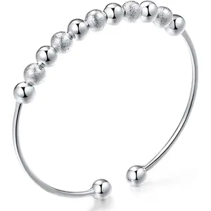 Rebaccas-pulsera antiestrés para mujer, brazalete con cuentas doradas, extraíble, para reducir la ansiedad