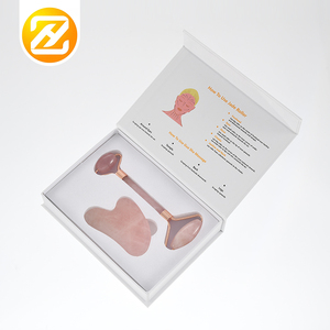 Manufacture custom jade roller gua sha set rose quartz jade stone roller with box