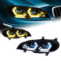 Conjunto de Faros Delanteros LED DRL de Doble Color con Proyector Golden Eye para X6 E71 2008-2014, Señal de Giro, Plug and Play, Piezas de Auto XUNBAI 12V