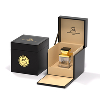 Étui à parfum en cuir noir carré rectangulaire gravé au laser fait main sur mesure, boîte cadeau haut de gamme avec boîte à médailles