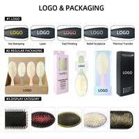 Petite Brosse à Cheveux Compacte Démêlante Mini avec Sac de Rangement en Coton, Emballage en Vrac, Vierge, à Poils de Sanglier