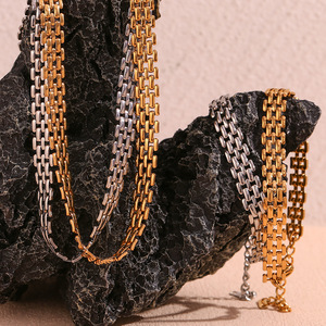 Conjunto de Joyería de Lujo Ligero para Novia, Collar y Brazalete de Acero Inoxidable 316L con Crochet Estilo <span class=keywords><strong>Dubai</strong></span>, Resistente al Agua, Chapado en Oro de 18k - Product Image 4