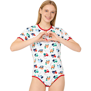 Body de Algodón Estampado para Adultos, Mono para Bebés Adultos, Ropa <span class=keywords><strong>ABDL</strong></span> con <span class=keywords><strong>Manga</strong></span> Corta y Broches en la Entrepierna para Mujer, para Pijamas - Product Image 4