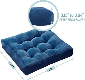 Degrés de confort Grands oreillers carrés pour adultes, coussins de sol en velours côtelé touffeté pour le salon Tatami - Product Image 6