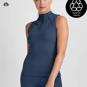 Milieuvriendelijke Damessport Vest Activewear Compressie Yoga Workout Mouwloze Basislagen Kwart Zip Plus Size Fitness Top