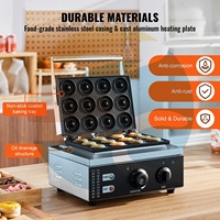 Machine Professionnelle Électrique à Gaufres Donuts 12 Trous, en Acier Inoxydable, pour Restaurants et Usage Domestique