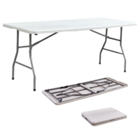 Tables de banquet pliantes en plastique rondes et rectangulaires à bas prix avec housse de table pour la vente, tables et chaises de mariage