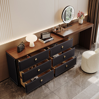Table de toilette moderne de luxe en cuir avec tiroirs de rangement, bureau de maquillage en contreplaqué, coiffeuse, mobilier de chambre