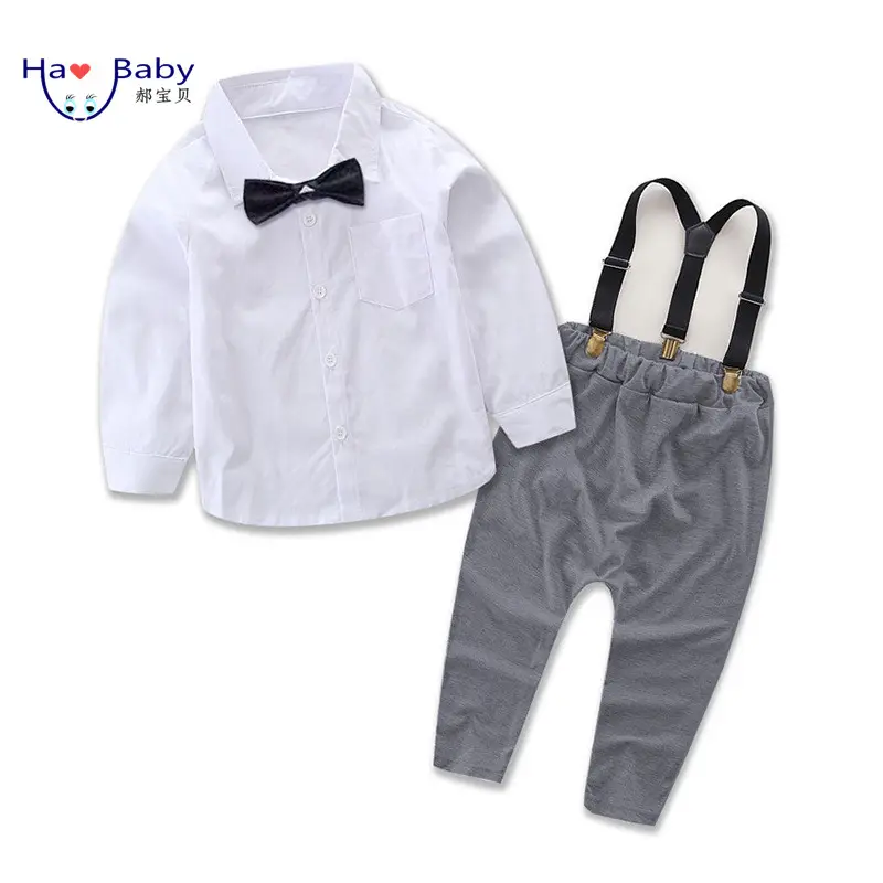 Hao Baby European Toddler Boys Suits American Bow Tie Strap Infant Boy Suit