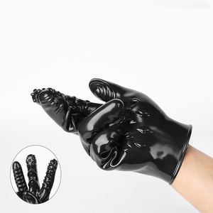 Nouveau style de jouets sexuels pour couples, gants vibrants en silicone noir à picots pour le sexe anal - Product Image 2