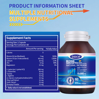 Capsules de Facteur de Croissance Osseuse Marque Blanche OEM L-Lysine Calcium Zinc Magnésium Supplément de Bien-être Squelettique Marque Blanche
