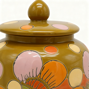 Qianrui QR012A-2 vẽ tay đầy màu sắc hoa Polka Dot Nâu gốm Jar-bền nghệ thuật trang trí tưởng niệm container (3 năm - Product Image 3