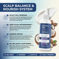 Crème capillaire hydratante sans rinçage à marque privée avec 1 % de pyrithione de zinc antichute et huile de coco exfoliante pour le soin du cuir chevelu