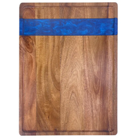 Produit Tendance 2026 Plateau de Service Rectangulaire Grande Taille Facile à Nettoyer en Bois et Résine Durable pour Cuisine, Table Basse, Bar