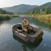 Bateau de pêche gonflable vert durable de 180 m pour la carpe et le poisson-chat, avec plancher stable, montage et installation faciles, rangement portable