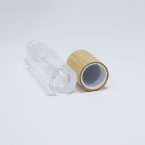 Frosted Glass Essence <b>Oil</b> <b>Bottle</b> 5ml 10ml Round Bamboo Cap Roll-on Seal for Cream Water Perfume Serum Skin Care - Product Image 3