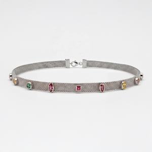 Collier ras-de-cou en maille de tourmaline multicolore en argent sterling 925 - Product Image 3