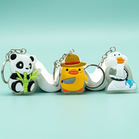 Porte-clés LED en PVC de haute qualité, motif dessin animé mignon, lumineux, pendentif de sac en acrylique pour enfants et adultes, cadeau de fête