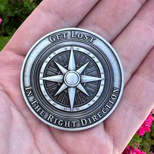 Vendita calda 3D accessori avventura di alta qualità monete di metallo personalizzate nella giusta direzione in ottone sfida moneta bussola all'ingrosso - Product Image 5