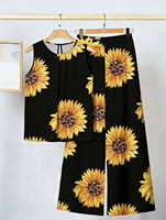 2026 Neu eingetroffen: Elegantes, lässiges zweiteiliges Set für Damen – ärmelloses Oberteil und Hose im europäischen und amerikanischen Vintage-Stil mit Positionierungsdruck