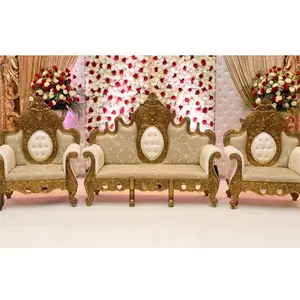 新的穆斯林婚礼套英国穆斯林Nikah阶段家具套装最新黄金雕刻婚礼宝座设定
