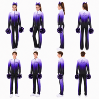 Conjunto de Calentamiento Deportivo Morado Ombre Personalizado, Traje Deportivo con Degradado Morado y Negro, Chaqueta con Cierre Completo y Cuello Alto, Pantalones Rectos, Traje de Entrenamiento