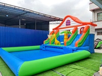 Toboggan aquatique gonflable géant avec piscine pour enfants et adultes, équipement commercial en PVC pour fêtes de piscine en extérieur