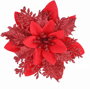 Flor Artificial <span class=keywords><strong>Grande</strong></span> Decoración Artificial Poinsettia Árbol <span class=keywords><strong>Grande</strong></span> Poinsettias con Purpurina Flores de Navidad - Product Image 6