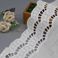 Dentelle brodée à œillets blancs en gros, bordure florale creuse tissée, largeur de 18,7 cm pour robe de mariée, couture de vêtements