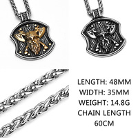 Pendentif Hache Viking Collier Acier Titane Homme Nordique Guerrier Bijoux Gros Poli Retro Cadeau Anniversaire Personnalise