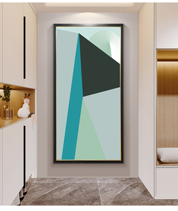 Stampa Decorativa di Lusso con Motivi Geometrici Astratti - Serie Colori Morandi, <span class=keywords><strong>Arte</strong></span> da Parete per Testiera Camera da Letto con Cornice <span class=keywords><strong>Sottile</strong></span> Dorata, Olio su Tela - Product Image 4
