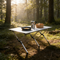 Tragbarer, robuster Esstisch aus Aluminiumlegierung im modernen Design mit Klappfunktion und Eierrollen-Stuhl-Set, 80 kg Tragkraft, für Outdoor-Reisen und Familie