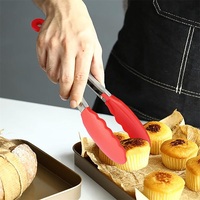 Pince alimentaire en silicone antiadhésive sans BPA Ustensiles de cuisine Pince en acier inoxydable pour pâtes au BBQ Pince à nourriture en silicone