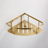 AMAXO Étagère de salle de bain pour douche murale en acier inoxydable doré Boîte en carton métallique auto-adhésive Installation moderne 1 Sets