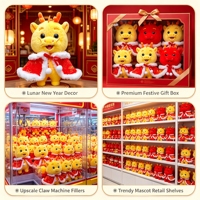 Maskot Naga Tahun Baru Imlek Boneka Hewan Super Lembut Isi Kapas PP Aksesoris Dapat Dicuci Hadiah Festival