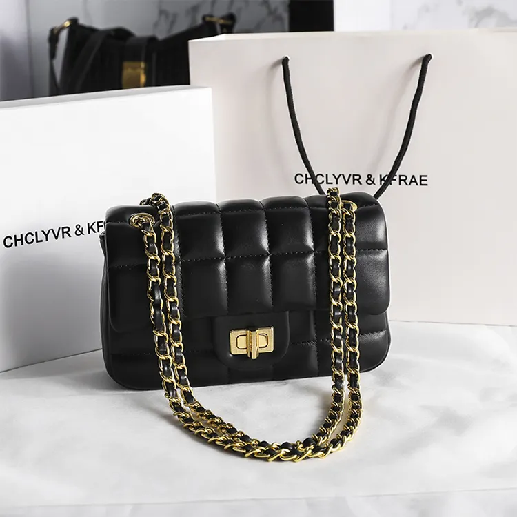 Hot Sell New Luxury Fashion Weave Gold Chain Plaid Shoulder Crossbody Handbag 2022 Top Quality Cute Women Hand Bags