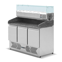 Table de préparation réfrigérée pour pizzas et sandwichs avec plateau en marbre, prix usine, refroidissement par air, certifiée CE AISI304, comptoir réfrigéré pour pizzas