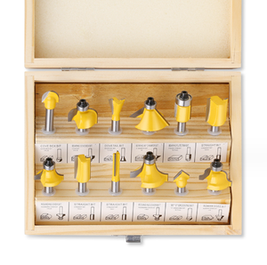 Huhao Bộ 12 cái của 6 1/4 Shank chế biến gỗ <span class=keywords><strong>Router</strong></span> <span class=keywords><strong>bits</strong></span> gỗ phay cắt Công cụ cắt tỉa Máy khắc bit - Product Image 1