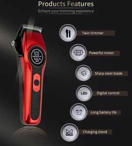 Tondeuse à cheveux professionnelle sans fil pour salon, kit de toilettage pour hommes, lames en acier inoxydable, batterie Li-ion - Utilisation domestique, barbe - Product Image 4