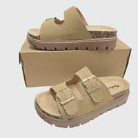 Sandales compensées à double boucle de haute qualité pour femmes, style école en bois