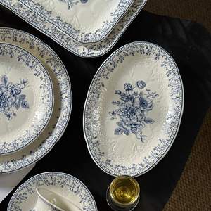 סט כלי פרחים פורצלן כחול-לבן פורצלן סט כלי קרמיקה, צלחות ארוחת ערב קערות סט קערות - Product Image 6