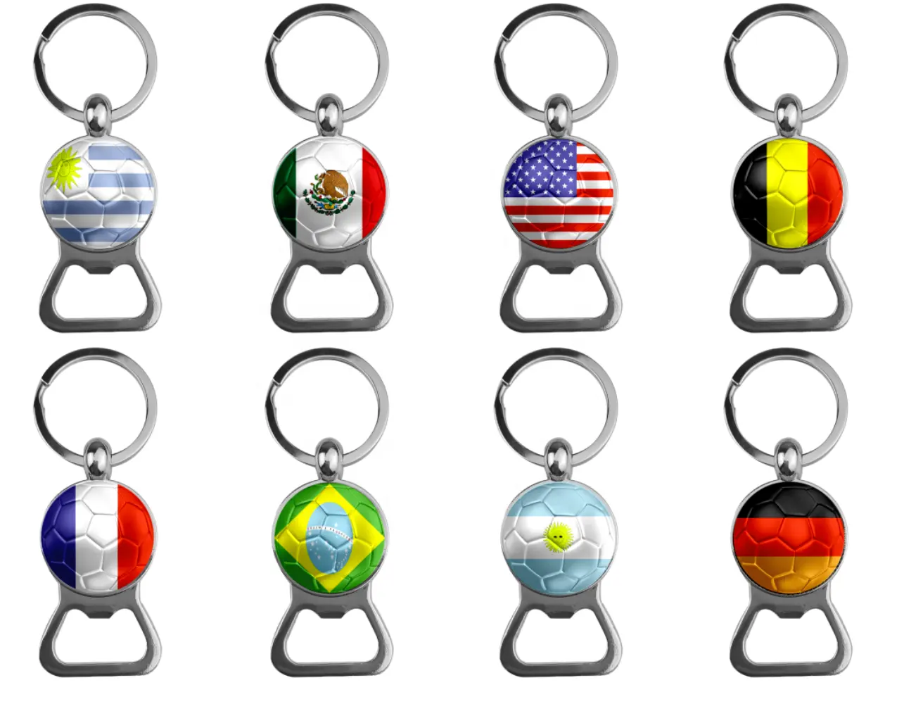 llavero Soccer promotional custom gift chains ring bottle opener metal key chains with flag