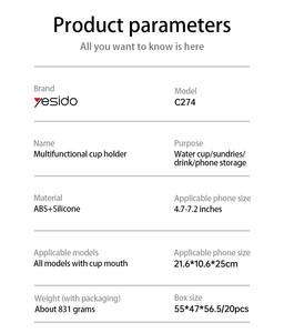Yesido 720 вращающийся держатель для телефона <span class=keywords><strong>4</strong></span> в 1 Многофункциональный Автомобильный держатель для телефона C274 - Product Image 5
