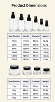 Ensemble de flacons cosmétiques en verre 15ml 30ml 60ml 100ml 120ml 200ml, flacon de lotion 15g 30g 50g 100g, pot à crème, emballage pour soins de la peau