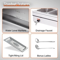 Équipement pour la restauration Chauffe-plats électrique commercial en acier inoxydable Bain Marie Buffet Équipement de restauration pour buffet