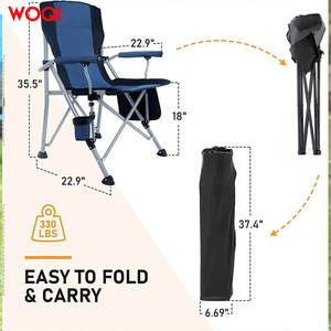 เก้าอี้ชายหาดพับได้พนักพิงสูง Woqi สีน้ำเงินเข้ม สำหรับตั้งแคมป์ ตกปลา พร้อมที่วางแก้วและช่องเก็บของ - Product Image 2
