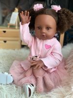 Poupée Reborn réaliste de 18 pouces en peau noire, jouet compagnon, cadeau
