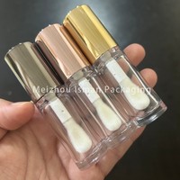 ISMAN Vente en gros Tube de brillant à lèvres rond 6ml avec capuchon Gun Metal Gold Rose Gold, applicateur à grande brosse, flacon pour huile à lèvres et correcteur, logo personnalisé