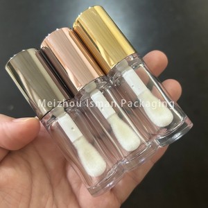ISMAN Vente en gros Tube de brillant à lèvres rond 6ml avec capuchon Gun Metal Gold Rose Gold, applicateur à grande brosse, flacon pour huile à lèvres et correcteur, logo personnalisé - Product Image 5