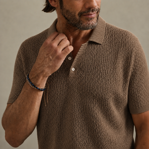 Polos de golf personnalisés en maille ajourée pour hommes, ivoire, style Old Money, manches courtes, marque privée, fabricant OEM ODM - Product Image 5